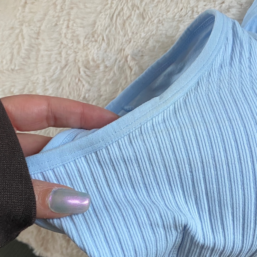Light Blue Ribbed Tank Top - Picture 9 of 9